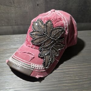 Leader Buckle Hats Rhinestone Ball Cap, Bling Glass Design.